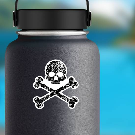 Tattered Skull and Bones Pirate Sticker