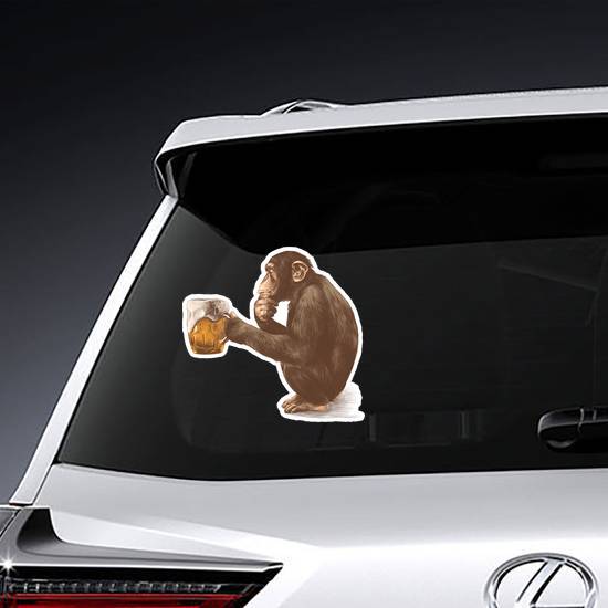 Thoughtful Monkey With A Glass Of Beer Sticker