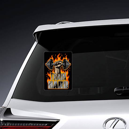 Train Hard Fist And Flame Sticker