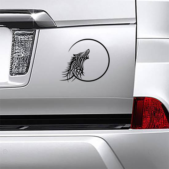 Tribal Wolf Howling At Moon Sticker