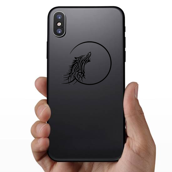 Tribal Wolf Howling At Moon Sticker