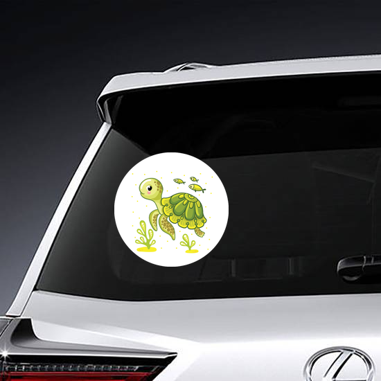 Turtle and Fish Ocean Sticker