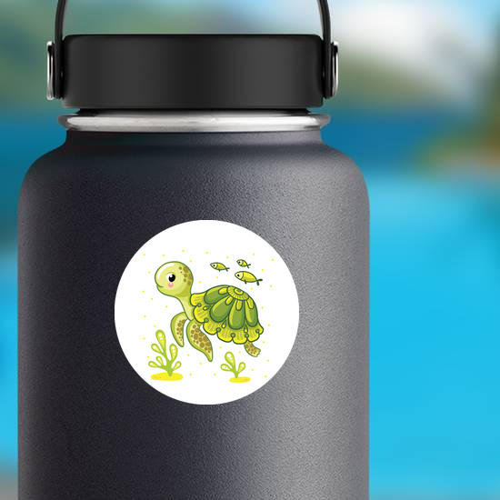 Turtle and Fish Ocean Sticker