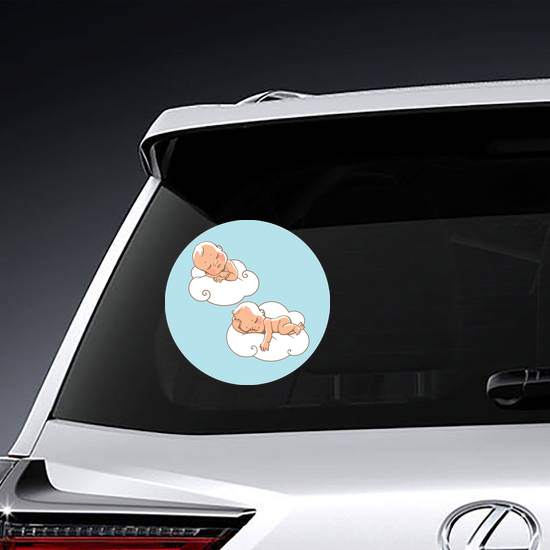 Two Babies Sleeping on Clouds Sticker