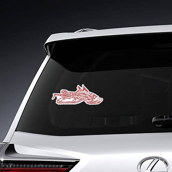 Typography Snowmobile Silhouette Sticker