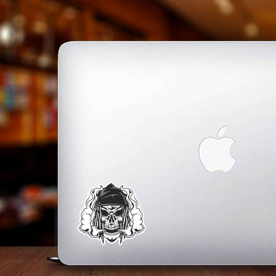 Vaping Skull With Long Hair Sticker