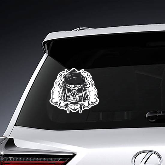 Vaping Skull With Long Hair Sticker