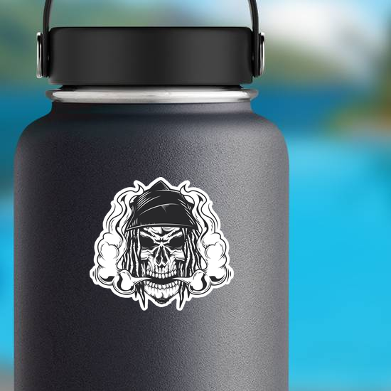 Vaping Skull With Long Hair Sticker
