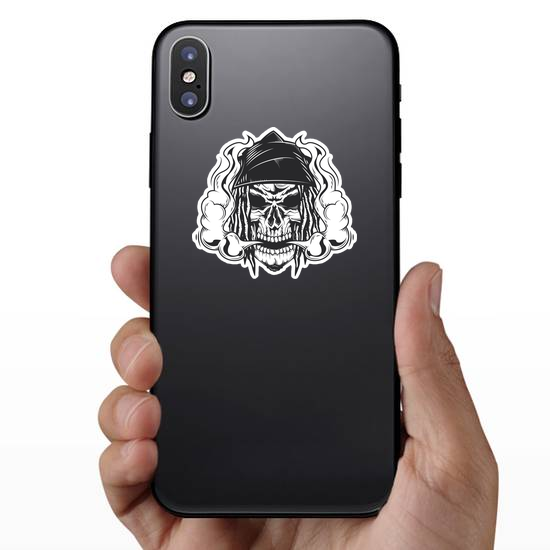 Vaping Skull With Long Hair Sticker