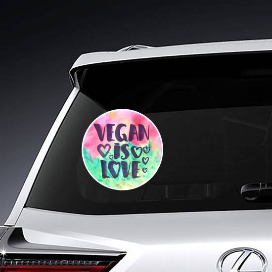 Cute Vegan Is Love Watercolor Sticker example