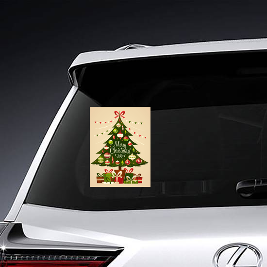Vintage Christmas Tree With Gifts Sticker