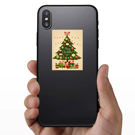 Vintage Christmas Tree With Gifts Sticker