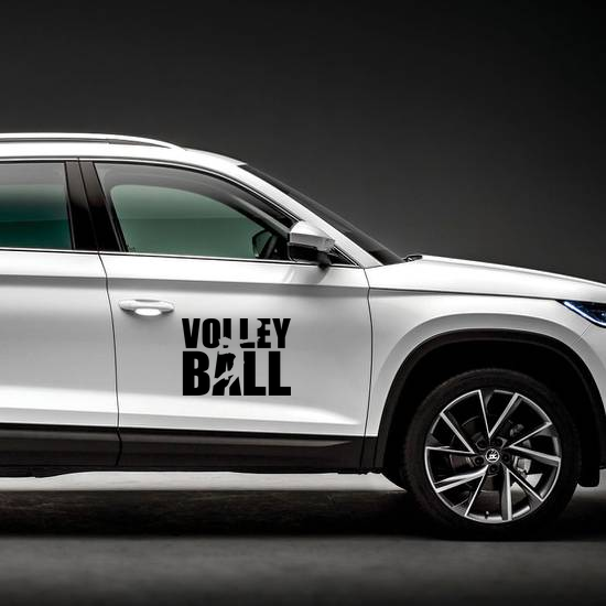 Volleyball Text With Player Sticker