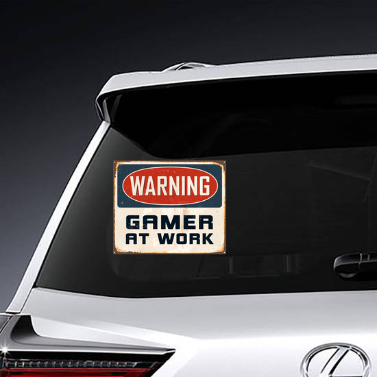 Warning Gamer At Work Sign Sticker
