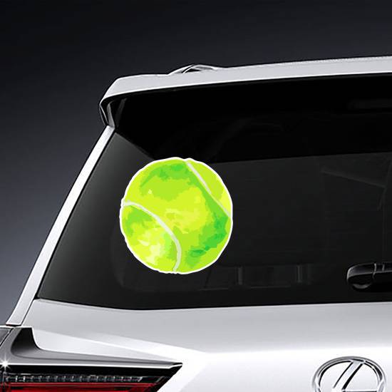 Watercolor Illustration Of Green Tennis Ball Sticker