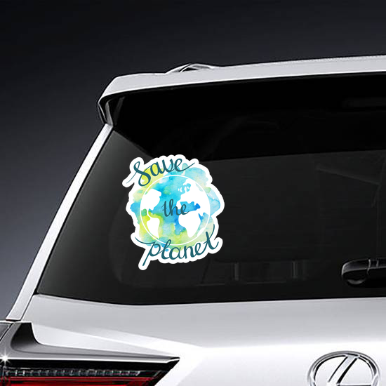 Watercolor Save the Planet Sticker