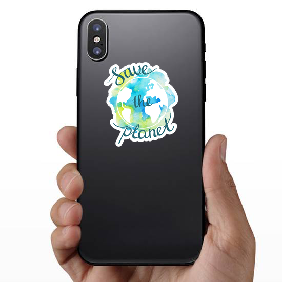 Watercolor Save the Planet Sticker