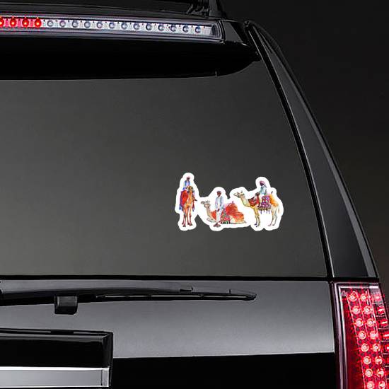 Watercolor Set Of Arabian Men And Camels Sticker