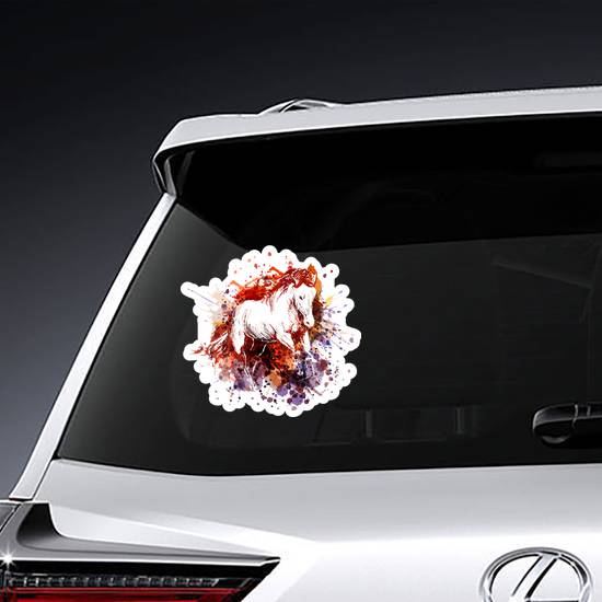 Watercolor White Horse Sticker