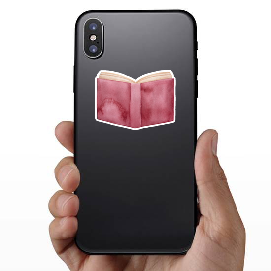 Watercolour Illustration Of Opened Book Sticker