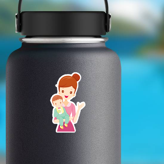 Waving Mother and Baby Sticker