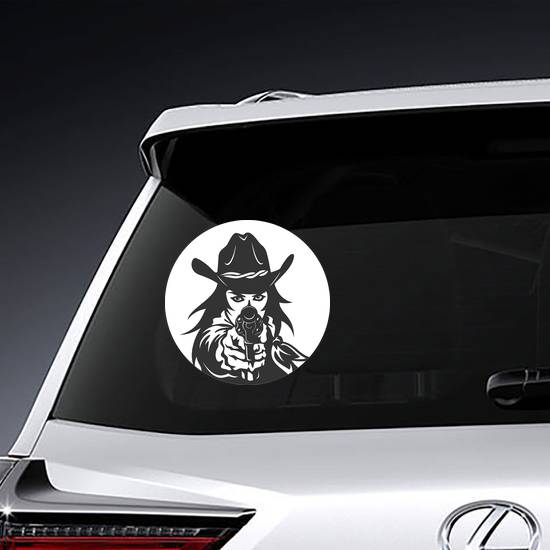 Western Girl With Revolver Sticker