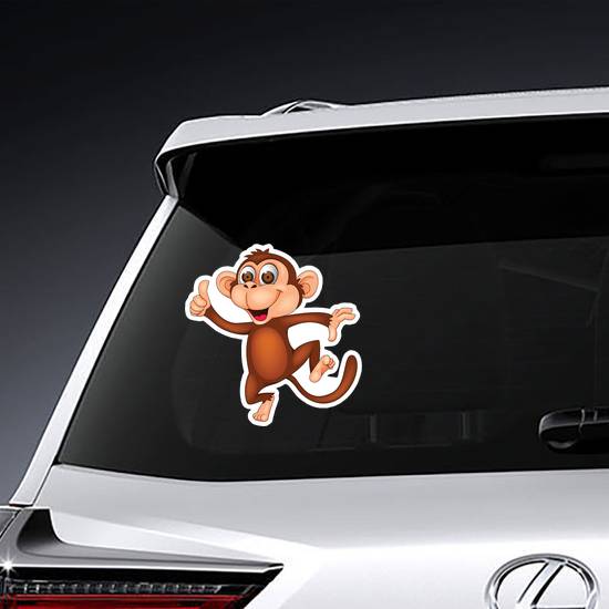 Wide Eyed Dancing Monkey Cartoon Sticker