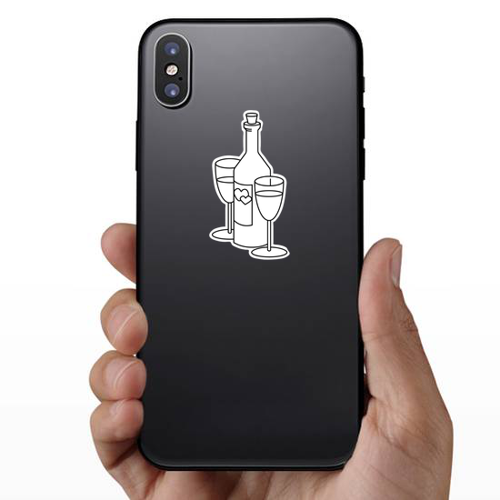 Wine Bottle With Glasses Sticker