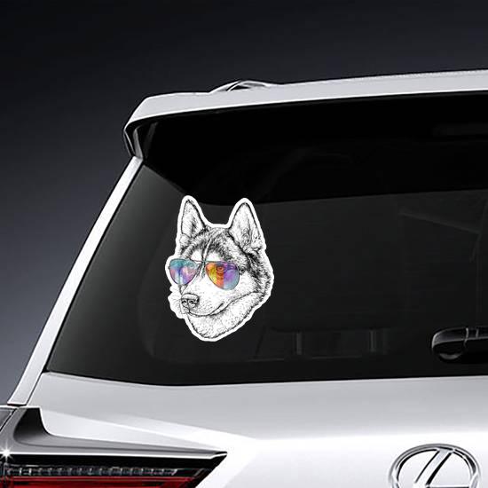 Wolf in Aviator Sunglasses Sticker