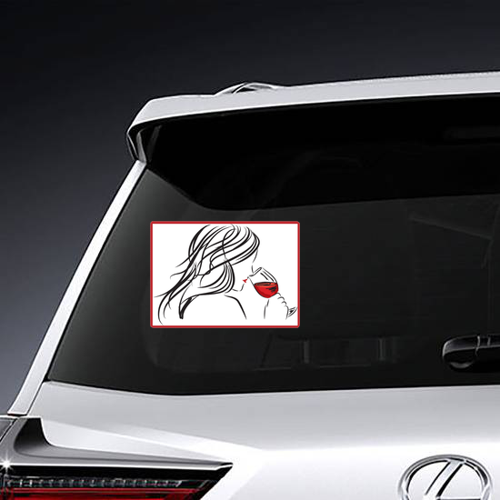 Woman Drinking Red Wine Sticker