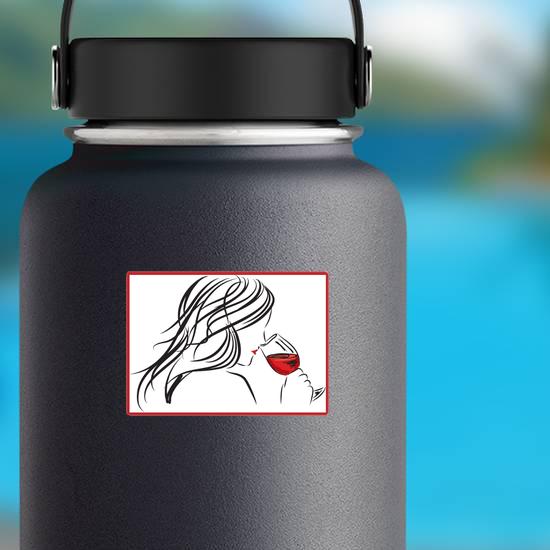 Woman Drinking Red Wine Sticker