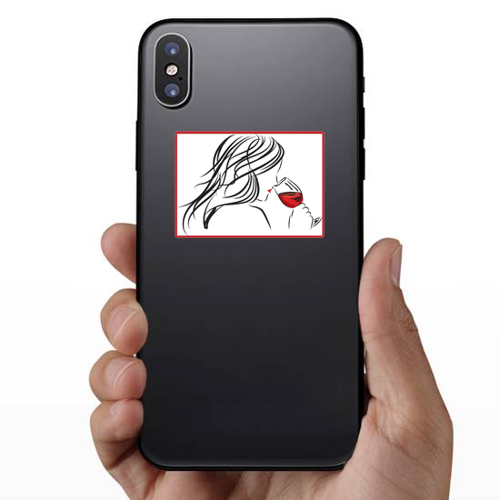 Woman Drinking Red Wine Sticker