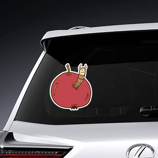 Worm In Apple Sticker example