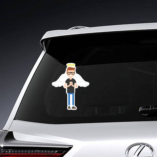 Young Man with Angel Wings Sticker