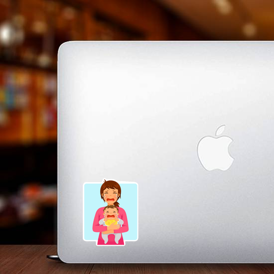 Young Mother and Baby Crying Sticker
