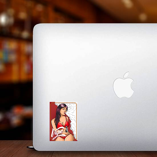 Young Sexy Woman Vaping Vape Sticker