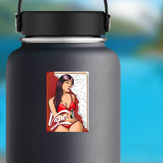 Young Sexy Woman Vaping Vape Sticker