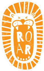 Fun Cartoon Lion Head Roar Sticker