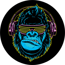 Funny Gorilla Listening To Music On Headphones Neon Sticker