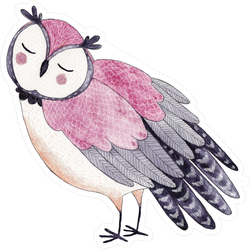 Funny Kids Watercolor Owl Sticker