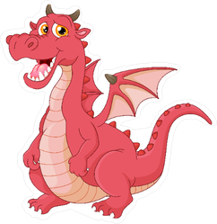 Funny Red Dragon Cartoon Sticker
