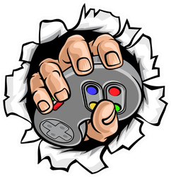 Gamer Hand Holding A Controller Sticker