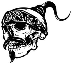 Gangster Skull Mustache Biker Sticker