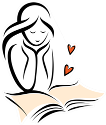 Girl And Romantic Book, Sketch Sticker