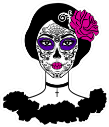 Girl With Sugar Skull Makeup Sticker