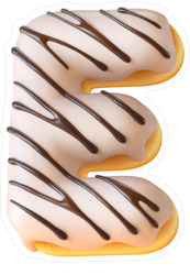 Glazed Frosted Donut Font Letter E Sticker
