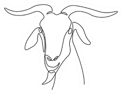 Goat Head In Continuous Line Style Illustration Sticker