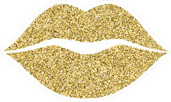 Gold Glitter Lip Icon Sticker