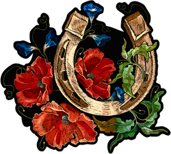 Gold Horseshoe Embroidery Art Sticker