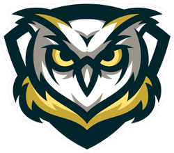 Gold, Yellow And Blue Owl Mascot Sticker